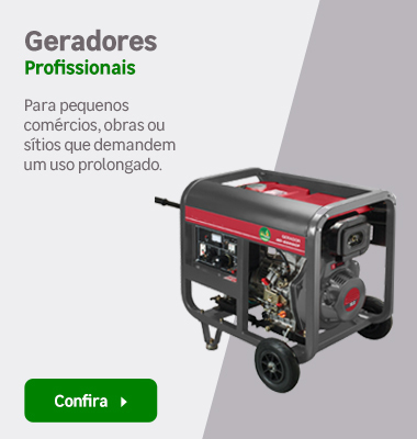 Clique aqui para conhecer os nossos Geradores Profissionais! Ideais para pequenos comércios, obras ou sítios que demandem um uso prolongado.